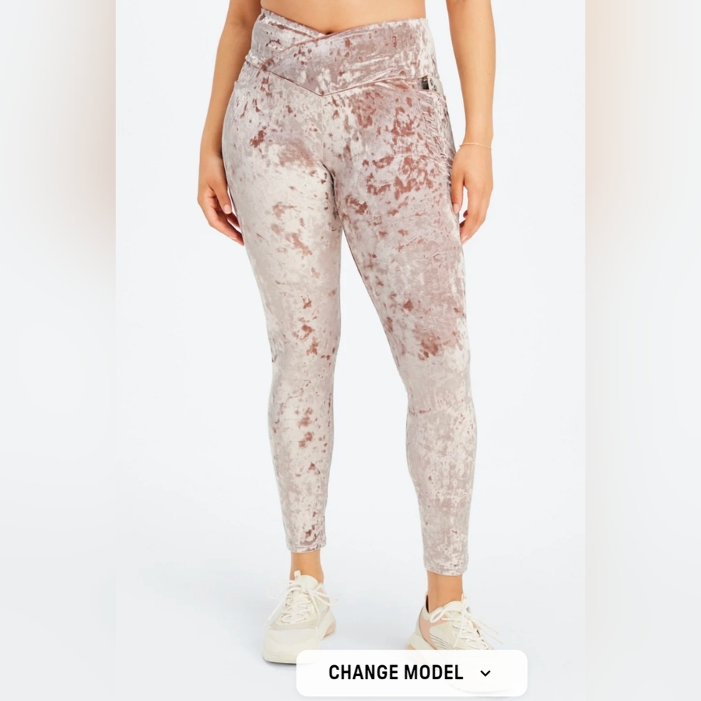 Velvet Crushed Leggings in Taupe
